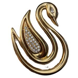 VINTAGE LADY REMINGTON swan crystal brooch